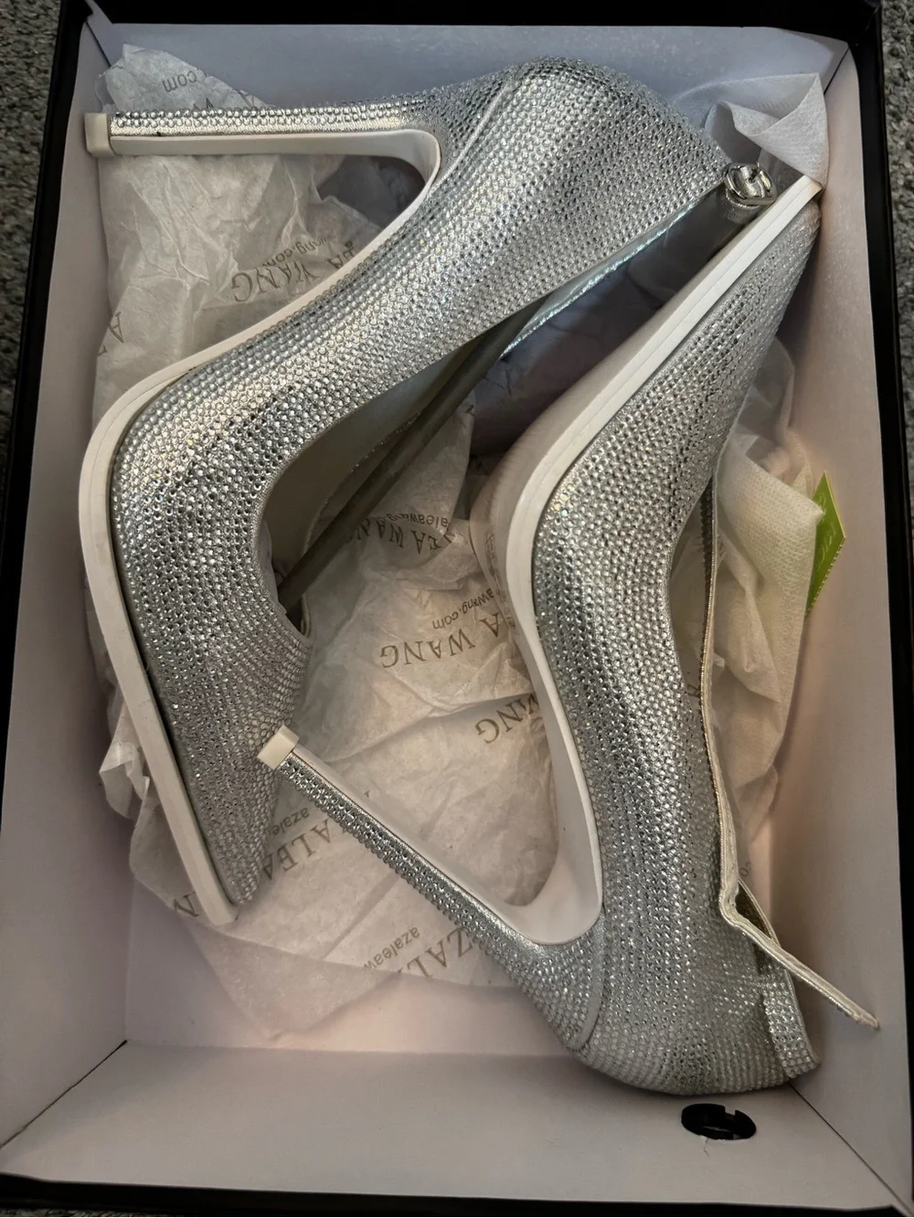 Azalea Wang Silver Glitter Pointed-Toe Ankle-Strap Pumps